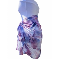 Wzorzysta spódnica plażowa chusta PAREO L/XL fioletowe mazaje